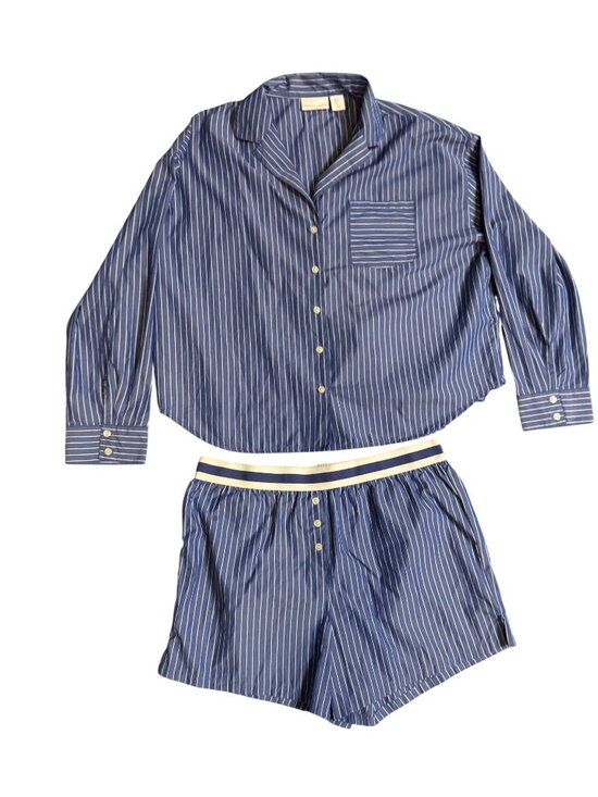 Caroline Constas Other - Caroline Constas Womens Blue White Stripe Pajama Top & Shorts Set Size L